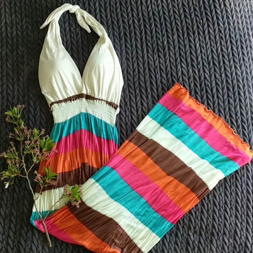 Plunge neck maxi dress